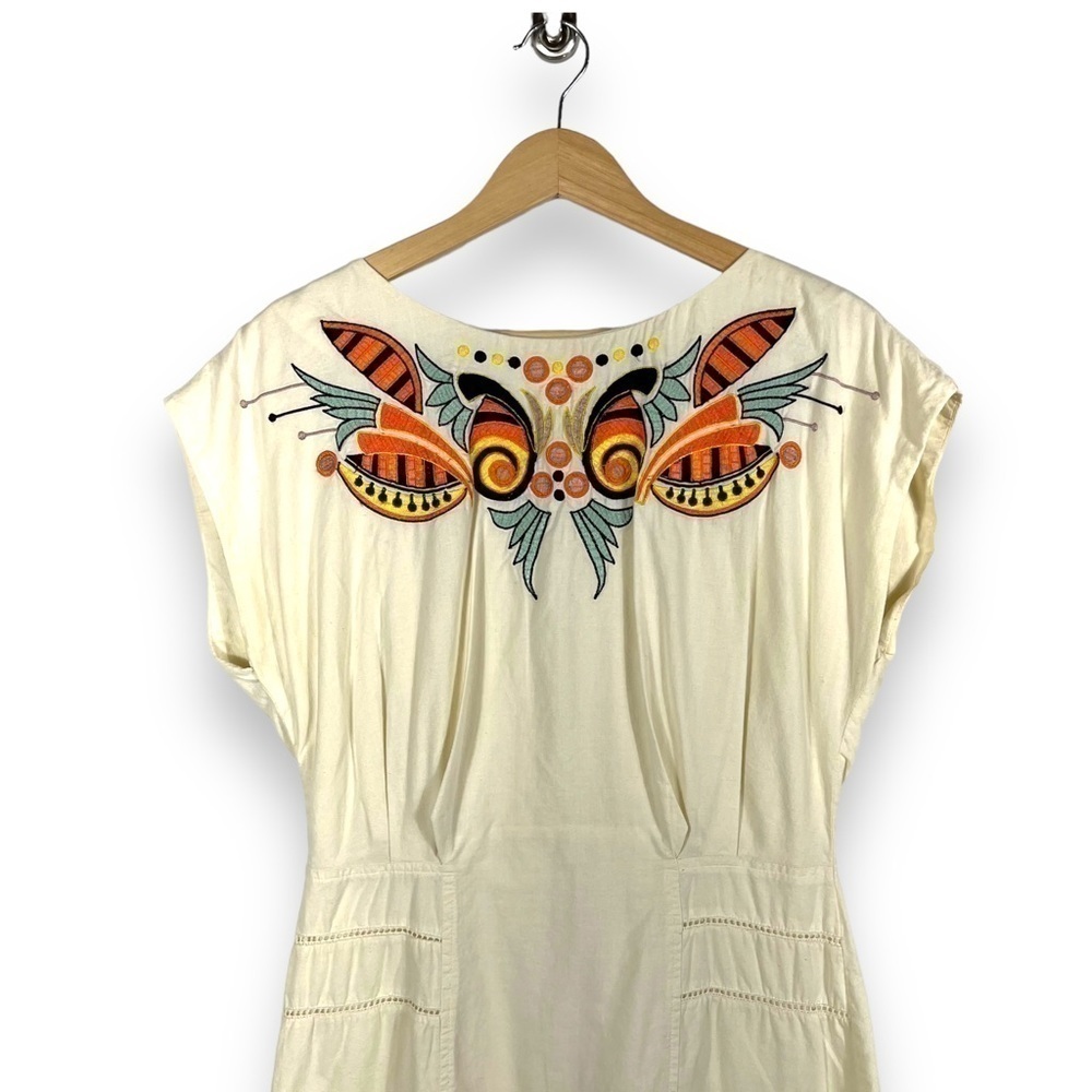 French Connection Cream Mini Dress with Vibrant Embroidery - Picture 2 of 12
